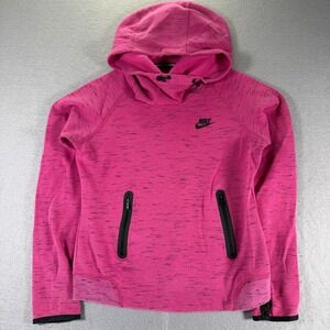 Nike‎ Tech Fleece Hoodie Women's Small Pink Black Full Zip Pullover Jacket